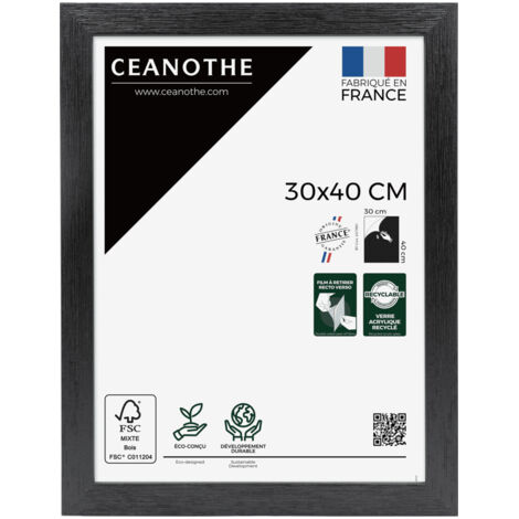 Cadre Photo Noir 30x40 cm et 40x30 cm - Cadre Photo Bois FSC - Convient au Format A4 – Fabriqué en France – Cadre Photo Karma Noir - Verre acrylique Incassable (1/5)
