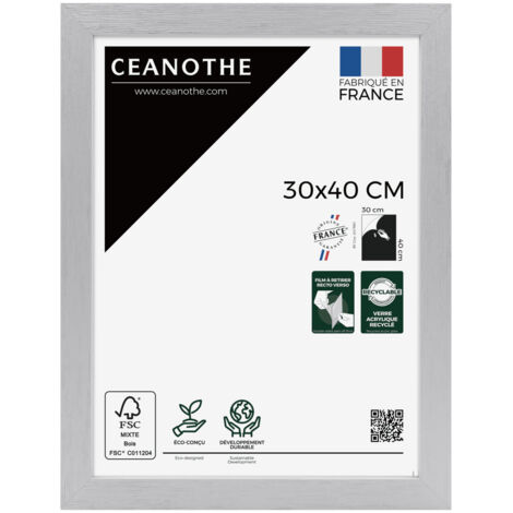 Cadre Photo Gris 30x40 cm et 40x30 cm - Cadre Photo Bois FSC - Convient au Format A4 – Fabriqué en France – Cadre Photo Karma Gris - Verre acrylique Incassable (1/5)