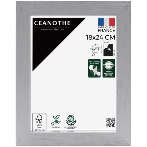 Cadre Photo Gris 18x24 cm et 24x18 cm - Cadre Photo Bois FSC - Convient au Format A5 – Fabriqué en France – Cadre Photo Karma Gris - Verre acrylique Incassable (1/5)