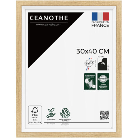 Cadre Photo Brut et Blanc - Cadre pour Photo 30x40 cm et 40x30 cm convient au A4 – Fabriqué en France – Cadre Photo Actual Brut Blanc - Verre acrylique Incassable (1/5)