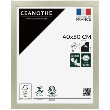 Cadre Photo Vert clair 40x50 cm et 50x40 cm - Cadre Photo Bois FSC - Convient au Format A3 – Fabriqué en France – Cadre Photo Karma Vert clair - Verre acrylique Incassable (1/5)