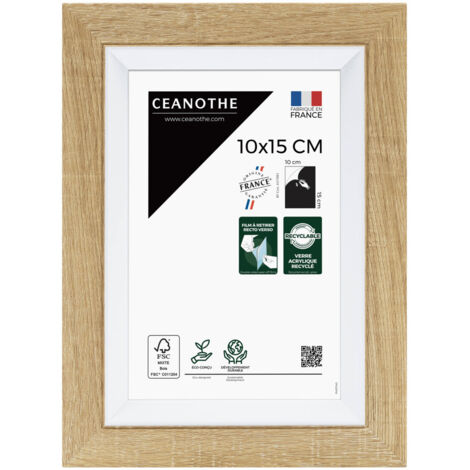 Cadre Photo Brut et Blanc - Cadre pour Photo 10x15 cm et 15x10 cm convient au A6 et Carte Postale  – Fabriqué en France – Cadre Photo Actual Brut Blanc - Verre acrylique Incassable