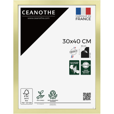 Cadre Photo Doré 30X40 cm et 40x30 cm - Convient au A4 – Fabriqué en France - Cadre Precious Doré 30X40 cm - Cadre photo en Résine recyclée - Verre acrylique Incassable (1/5)