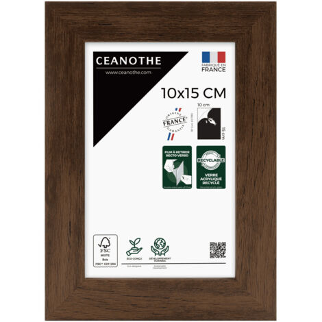 Cadre Photo Marron 10x15 cm et 15x10 cm - Convient au A6 – Cadre pour Photo 10x15 cm, Affiche ou Poster - Cadre Photo Eternel Marron 10x15 cm - Fabriqué en France - Verre acrylique Incassable (1/5)
