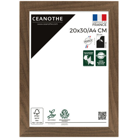 Cadre Photo Marron 20x30 cm/A4 et 30x20 cm - Convient au A4 – Cadre pour Photo 20x30 cm/A4, Affiche ou Poster - Cadre Photo Eternel Marron 20x30 cm/A4 - Fabriqué en France - Verre acrylique Incassable (1/5)