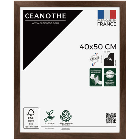 Cadre Photo Marron 40x50 cm et 50x40 cm - Convient au A3 – Cadre pour Photo 40x50 cm, Affiche ou Poster - Cadre Photo Eternel Marron 40x50 cm - Fabriqué en France - Verre acrylique Incassable (1/5)