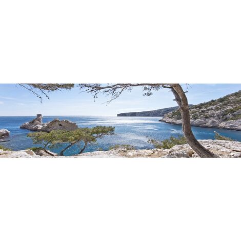 Tableau sur toile Calanque Sugiton 30x97 cm - Impression sur Toile Murale Décorative - Image imprimée en HD sur Toile - Toile sur Châssis en Bois FSC - Fabriqué en France (1/4)