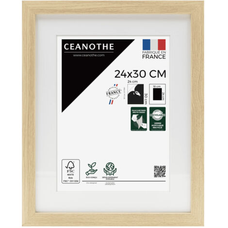 Cadre Photo Bois Naturel 24x30 cm et 30x24 cm, passe-partout intégré ...