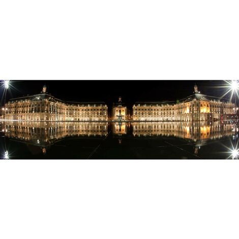 Tableau sur toile la bourse de Bordeaux symétrique 45x135 cm - Impression sur Toile Murale Décorative - Image imprimée en HD sur Toile - Toile sur Châssis en Bois FSC - Fabriqué en France (1/4)