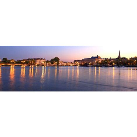 Tableau sur toile Bayonne de nuit 45x135 cm - Impression sur Toile Murale Décorative - Image imprimée en HD sur Toile - Toile sur Châssis en Bois FSC - Fabriqué en France (1/4)