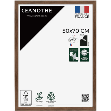 Cadre Photo Marron 50x70 cm et 70x50 cm - Convient au A2 et Affiche Poster – Cadre pour Photo 50x70 cm, Affiche ou Poster - Cadre Photo Eternel Marron 50x70 cm - Fabriqué en France - Verre acrylique I (1/5)