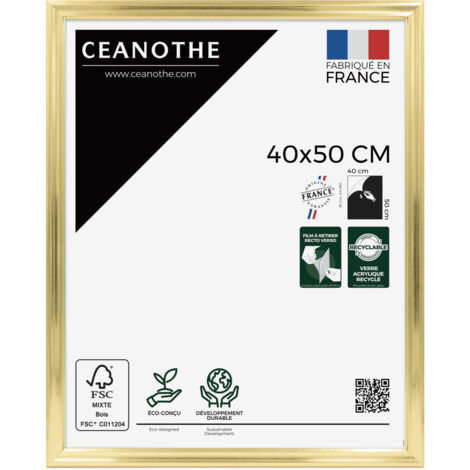 Cadre Photo Doré 40x50 cm et 50x40 cm – Cadre pour Photo 40x50 cm - Convient au A3 – Fabriqué en France – Cadre Photo Julia Doré 40x50 cm en résine recyclée - Verre acrylique Incassable (1/5)
