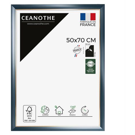 Cadre Photo Bleu et Dorée 50x70 cm et 70x50 cm - Convient au A2 et Affiche Poster – Cadre pour photo 50x70 cm - Cadre Photo Hades 50x70 cm Recyclable - Fabriqué en France - Verre acrylique Incassable (1/5)