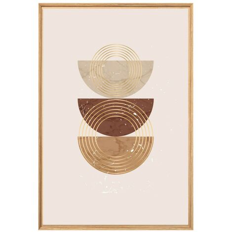 Tableau mural encadré formes et doré 65x97 cm - Tableau Mural Décoratif - Image Encadrée Imprimée en HD - Impression 65x97 cm sur Fibres de Bois FSC - Finition Mate - Fabriqué en France (1/5)