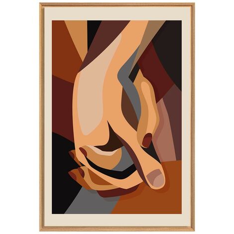 Tableau mural encadré mains enlacées 65x97 cm - Tableau Mural Décoratif - Image Encadrée Imprimée en HD - Impression 65x97 cm sur Fibres de Bois FSC - Finition Mate - Fabriqué en France (1/5)