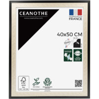Cadre Photo Noir et cannage 40x50 cm et 50x40 cm - Convient au A3 - Cadre pour photo 40x50 cm – Fabriqué en France – Cadre Photo Palma Noir 40x50 cm - Verre acrylique Incassable