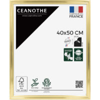 Cadre Photo Doré 40x50 cm et 50x40 cm – Cadre pour Photo 40x50 cm - Convient au A3 – Fabriqué en France – Cadre Photo Julia Doré 40x50 cm en résine recyclée - Verre acrylique Incassable