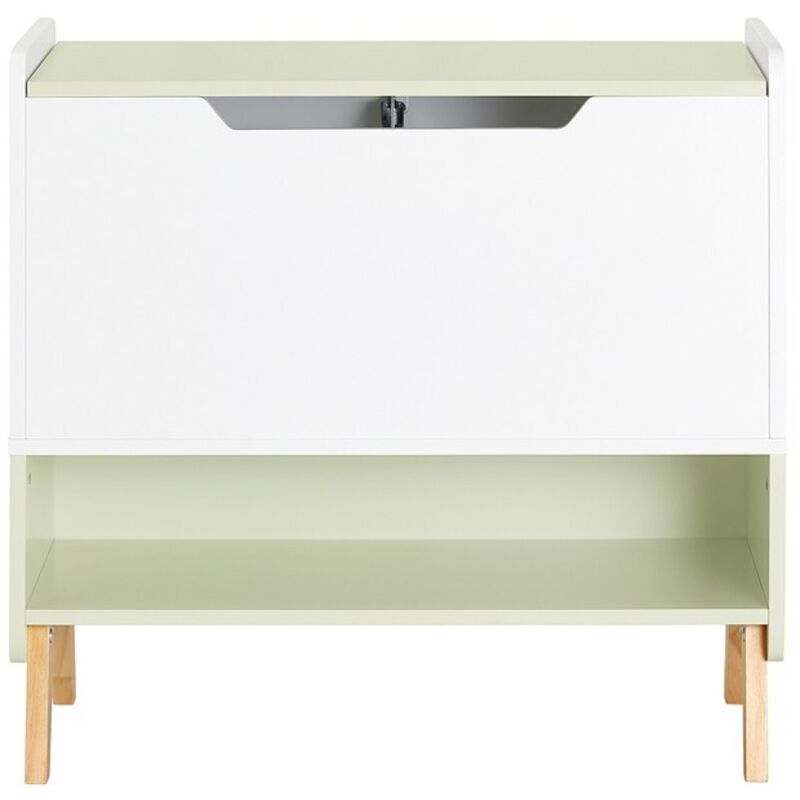 SoBuy Kinder Spielzeugkiste Mit Deckel – Aufbewahrungsbox 60x57x34cm, Weiß-grün