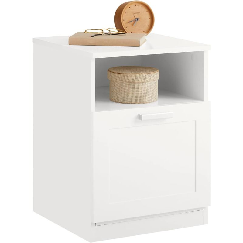 SoBuy Nachttisch Aus MDF – 30x55x35 Cm, Weiß, Mit Schublade & Offenen Fächern