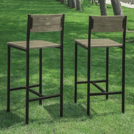 SoBuy FST53x2 2-er Set Barhocker Barstühle mit Rücken-Lehne Thekenstühle mit Fußstütze, Sitzhöhe 67 cm, BHT ca.: 34x95x41cm