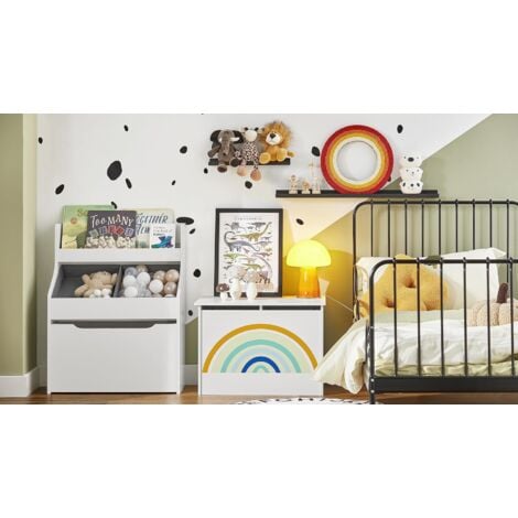 FOREHILL Kinderregal Mit 6 Fächern & 4 Rollenschubladen - Bücherregal 125,5x33x175cm Weiß