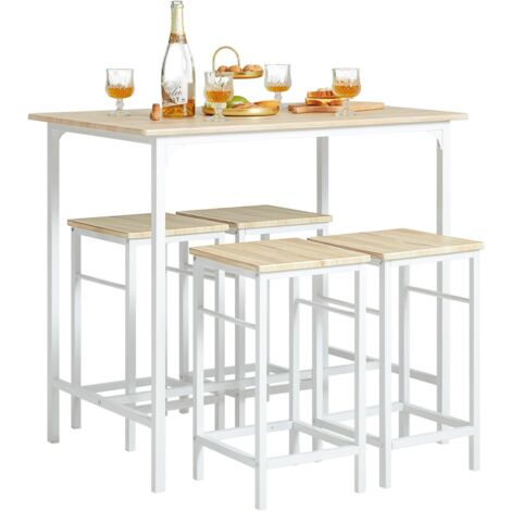 SoBuy OGT11-WN Bartisch Set 5-teilig Esstisch Bistrotisch mit 4 Stühlen Sitzgruppe