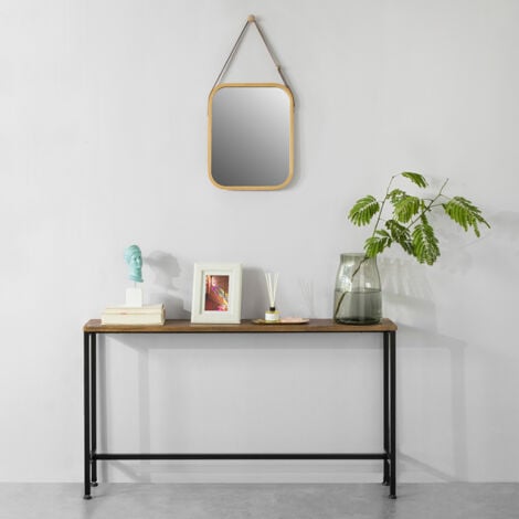 SoBuy FSB19-N Vintage Konsolentisch Metall Flurtisch Dekotisch Sideboard Beistelltisch Natur/Schwarz BHT ca: 120x65x20cm