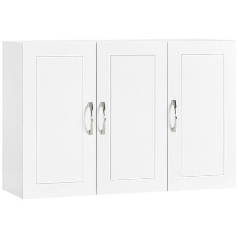 SoBuy FRG231-L-W Hängeschrank Badschrank mit zwei Türen Küchenschrank Medizinschrank Wandschrank Badmöbel Weiß BHT ca. 90x60x30cm