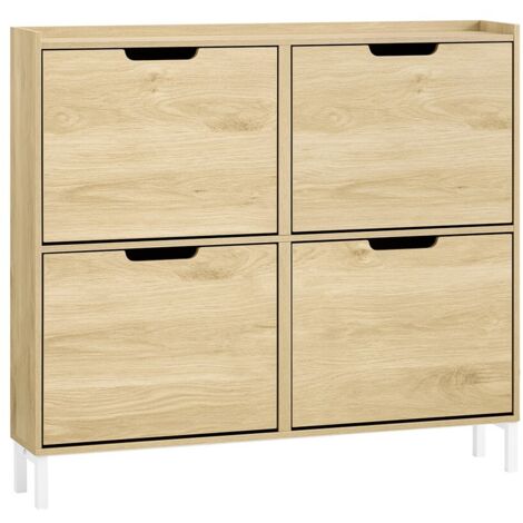 Zapatero Estrecho con 4 Solapas Organizador para Zapatos de Entrada 100 x 19 x 90 cm FSR100-N SoBuy ES