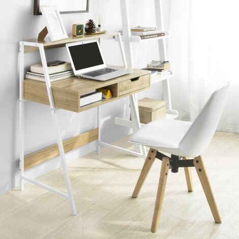 SoBuy FWT63-N Schreibtisch mit Ablage und Fach Computertisch Arbeitstisch Bürotisch Tisch mit Schublade Natur BHT ca.: 81x100x50cm