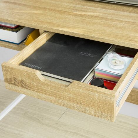 SoBuy FWT63-N Schreibtisch mit Ablage und Fach Computertisch Arbeitstisch Bürotisch Tisch mit Schublade Natur BHT ca.: 81x100x50cm