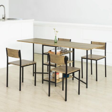 SoBuy FWT62-N klappbarer Esszimmertisch mit 3 Ablagen Klapptisch Küchentisch Holztisch Tisch Industrie-Design BHT ca.: 180x77x60cm