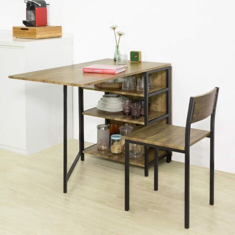 SoBuy FWT62-N klappbarer Esszimmertisch mit 3 Ablagen Klapptisch Küchentisch Holztisch Tisch Industrie-Design BHT ca.: 180x77x60cm