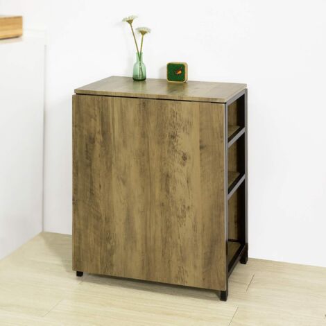 SoBuy FWT62-N klappbarer Esszimmertisch mit 3 Ablagen Klapptisch Küchentisch Holztisch Tisch Industrie-Design BHT ca.: 180x77x60cm