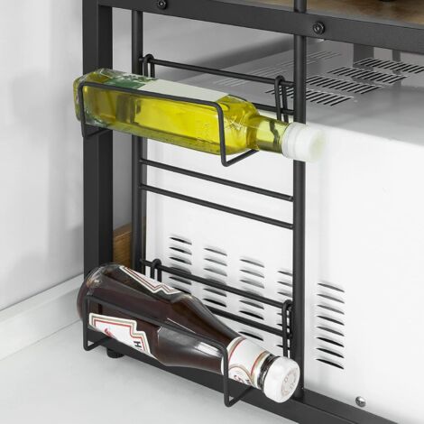 SoBuy Bordenrek voor wandmontage Wandgemonteerd Borden Opbergkast Kruidenrek Keuken Opbergrek - met 1 Extra Plank en 7 Haken, 64x24x71cm, KCR09-W