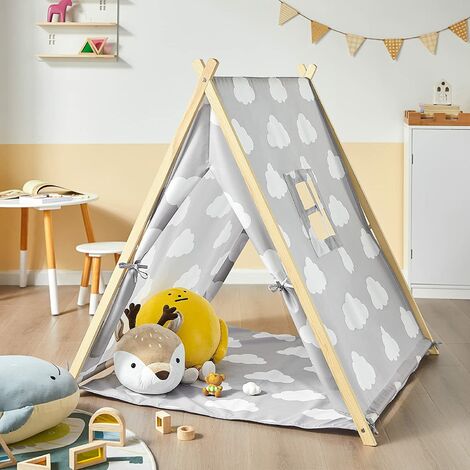 SoBuy Spielzelt Zelt für Kinder mit Tür und Fenster Spielhaus Kinderzelt OSS02-W 