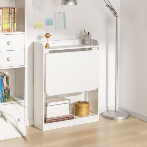 SoBuy FWT92-W Schreibtisch klappbar Computertisch mit Ablagen Klapptisch Arbeitstisch Bürotisch für Homeoffice Wandtisch Laptoptisch BHT ca.: 64x82x58cm