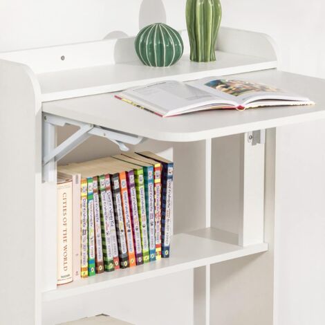 SoBuy FWT92-W Schreibtisch klappbar Computertisch mit Ablagen Klapptisch Arbeitstisch Bürotisch für Homeoffice Wandtisch Laptoptisch BHT ca.: 64x82x58cm