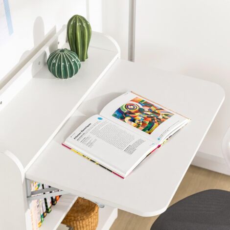 SoBuy FWT92-W Schreibtisch klappbar Computertisch mit Ablagen Klapptisch Arbeitstisch Bürotisch für Homeoffice Wandtisch Laptoptisch BHT ca.: 64x82x58cm