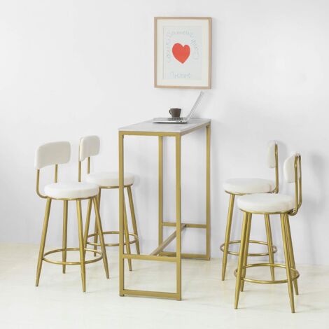 SoBuy FSB34-G Bartisch mit goldenem Metallrahmen Stehtisch Bartresen Tresentisch Küchentheke Küchenbar BHT ca.: 100x106x40cm