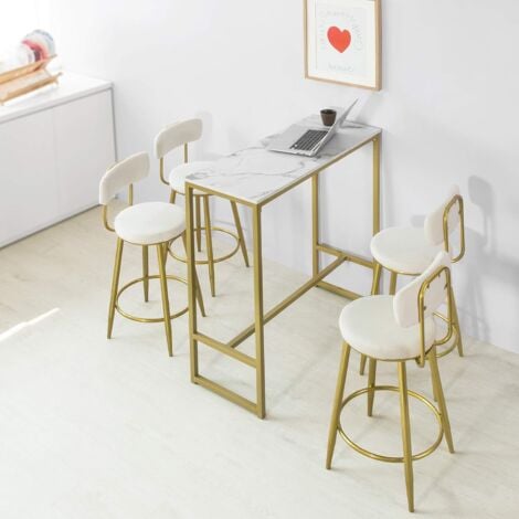 SoBuy FSB34-G Bartisch mit goldenem Metallrahmen Stehtisch Bartresen Tresentisch Küchentheke Küchenbar BHT ca.: 100x106x40cm