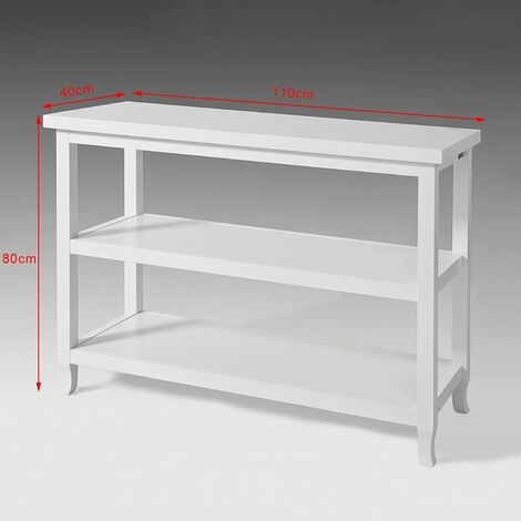 110x40x80cm SoBuy® FSB06-W Konsolentisch,Flurschrank,Sideboard,Küchenschrank,mit 3 Ablagen weiß,