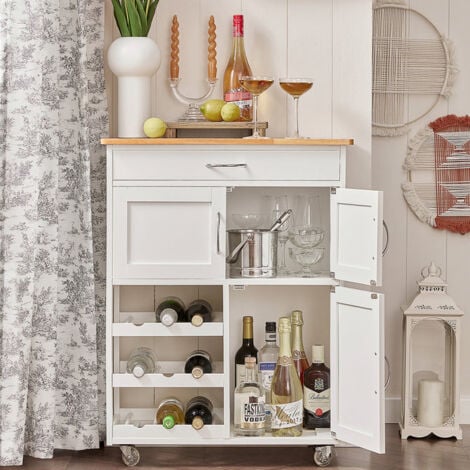 Carrito de Cocina,estantería de Cocina, Carrito de Servir, 67x37x87cm Blanco FKW45-WN SoBuy ES