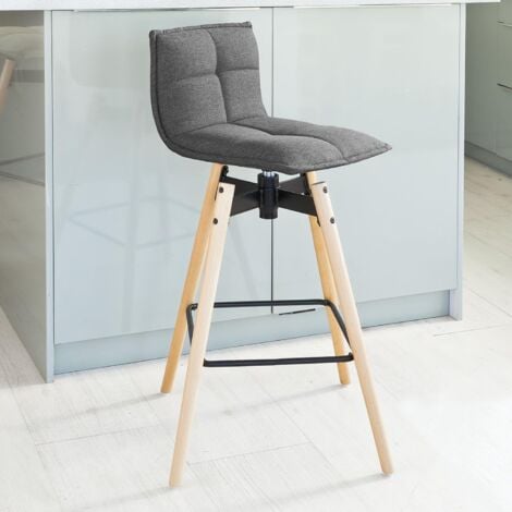 SoBuy FST45-DG Design Barhocker 360° drehbar Barstuhl Tresenhocker Drehstuhl mit Rücklehne Sitzhöhe 75 cm dunkelgrau