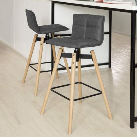 SoBuy FST45-DG Design Barhocker 360° drehbar Barstuhl Tresenhocker Drehstuhl mit Rücklehne Sitzhöhe 75 cm dunkelgrau