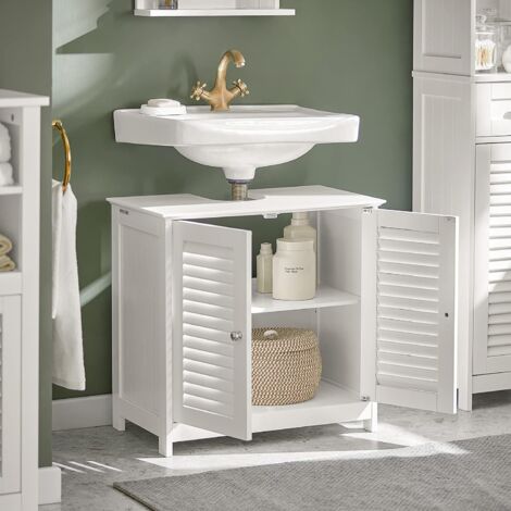 SoBuy FRG237-W Waschbeckenunterschrank Badschrank Unterschrank in weiß BHT ca: 60x58x34cm