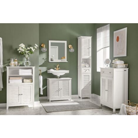 SoBuy FRG237-W Waschbeckenunterschrank Badschrank Unterschrank in weiß BHT ca: 60x58x34cm