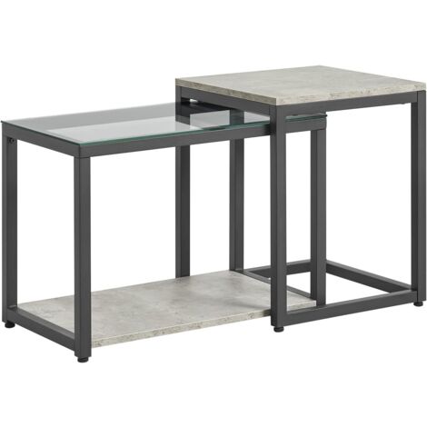 SoBuy FBT35-HG 2er Set Couchtisch Satztische Beistelltisch Sofatisch Kaffeetisch