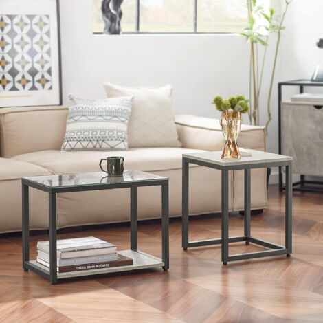 SoBuy FBT35-HG 2er Set Couchtisch Satztische Beistelltisch Sofatisch Kaffeetisch