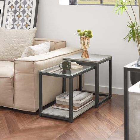 SoBuy FBT35-HG 2er Set Couchtisch Satztische Beistelltisch Sofatisch Kaffeetisch